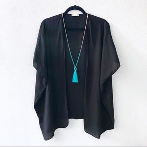One Size • Black sheer kimono